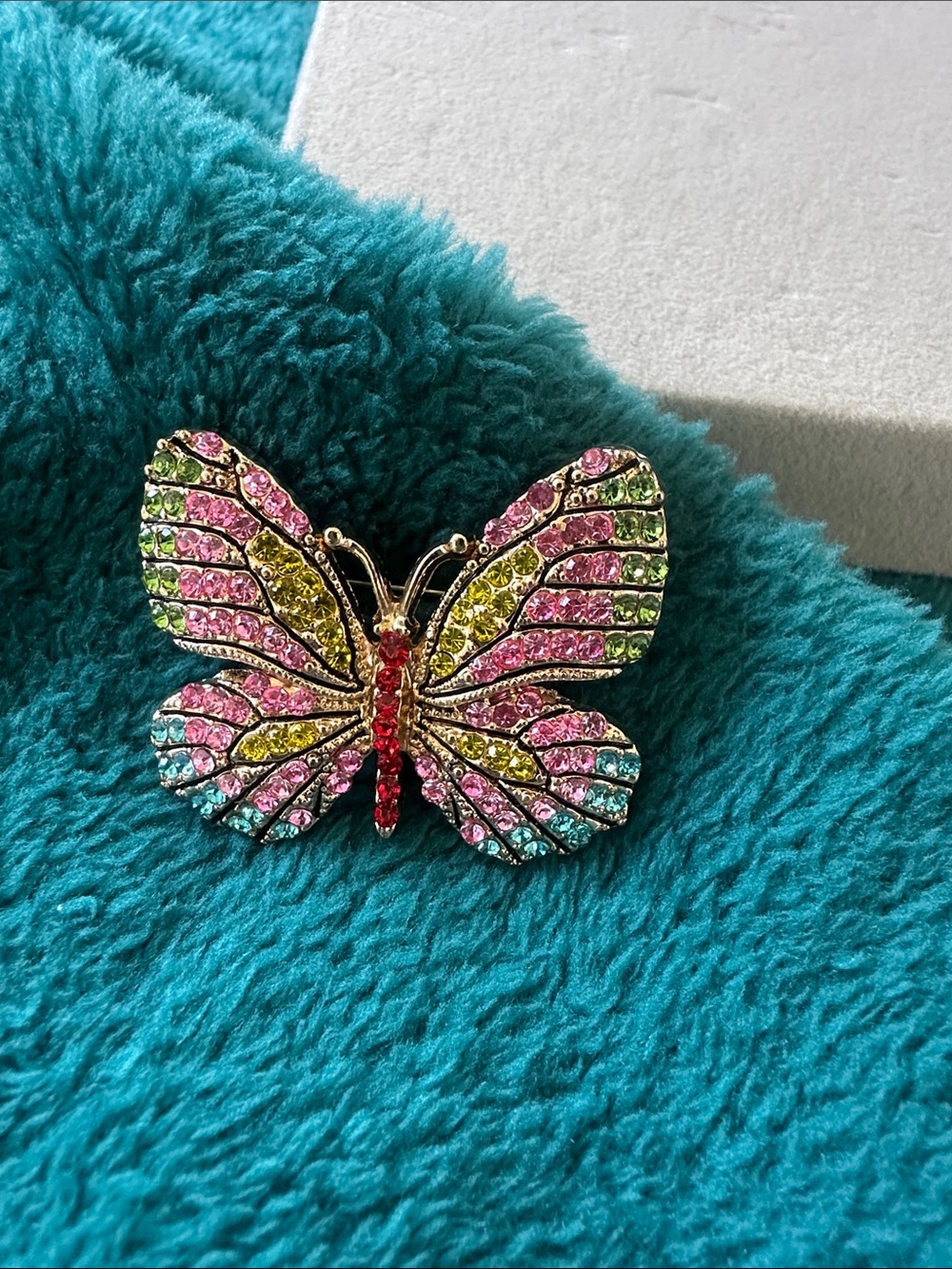 Colorful Rainbow Pavé Butterfly Brooch